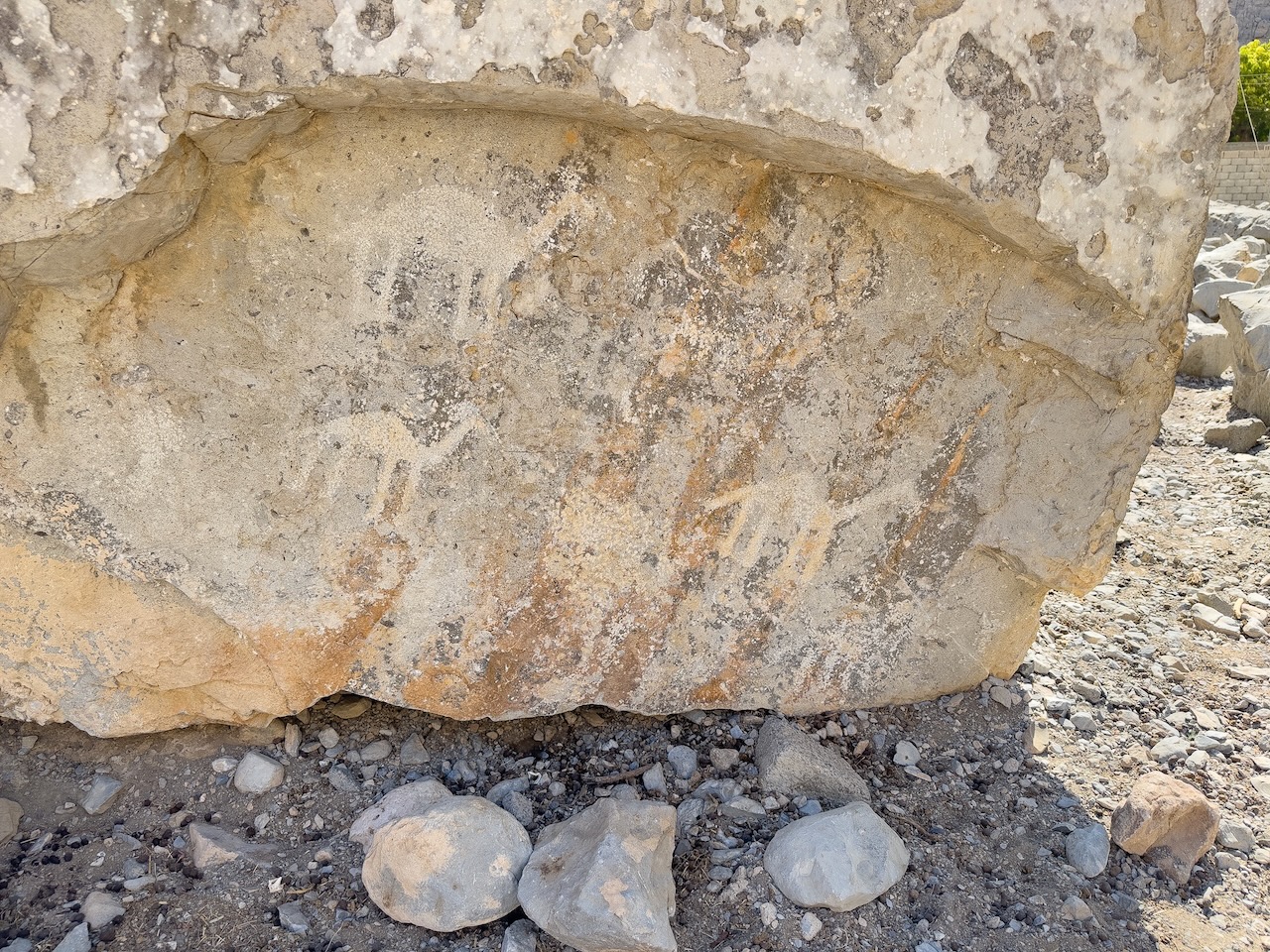 Kamele, vor mehr als 3.000 Jahren auf den Felsen gezeichnet.